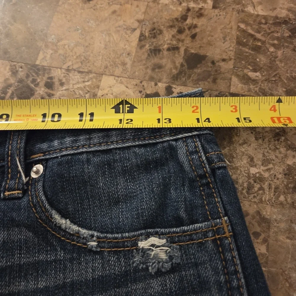 Abercrombie Fitch Jean Festival Shorts‎ sz 0/25 Distressed dark wash high rise
